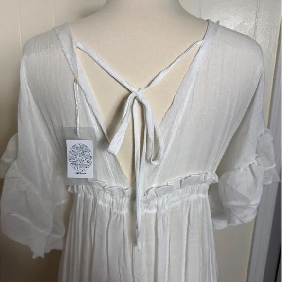 New Bohemian Long White Gauze Maxi Summer Dress - Picture 6 of 9